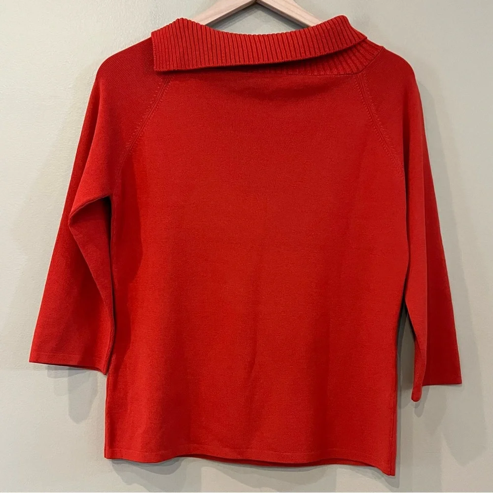 2 VTG Fall Sweater Sz L Sag Harbor Petite JAC Olive Rust Mock‎ Neck Asymmetric